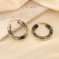 Round Resin Hoop Earrings [304 Stainless Steel, 18K Gold Plated]