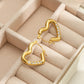 Oval Heart Shape Rhinestones Earrings [304 Stainless Steel, 18K Gold Plated]