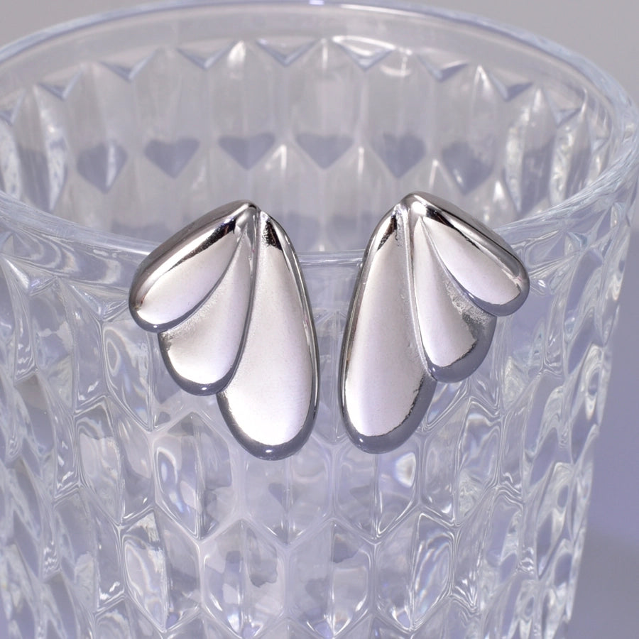 Abstract Angel Wing Stud Earrings [Stainless Steel]