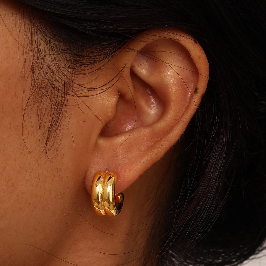 Double Hoop Earrings [201 Stainless Steel,18K Gold Plated]