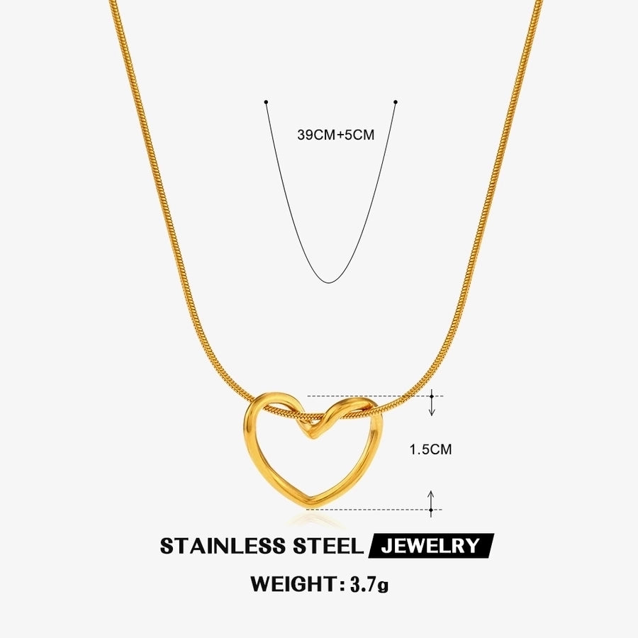 Hollow Heart Necklace [304 Stainless Steel,18K Gold Plated]