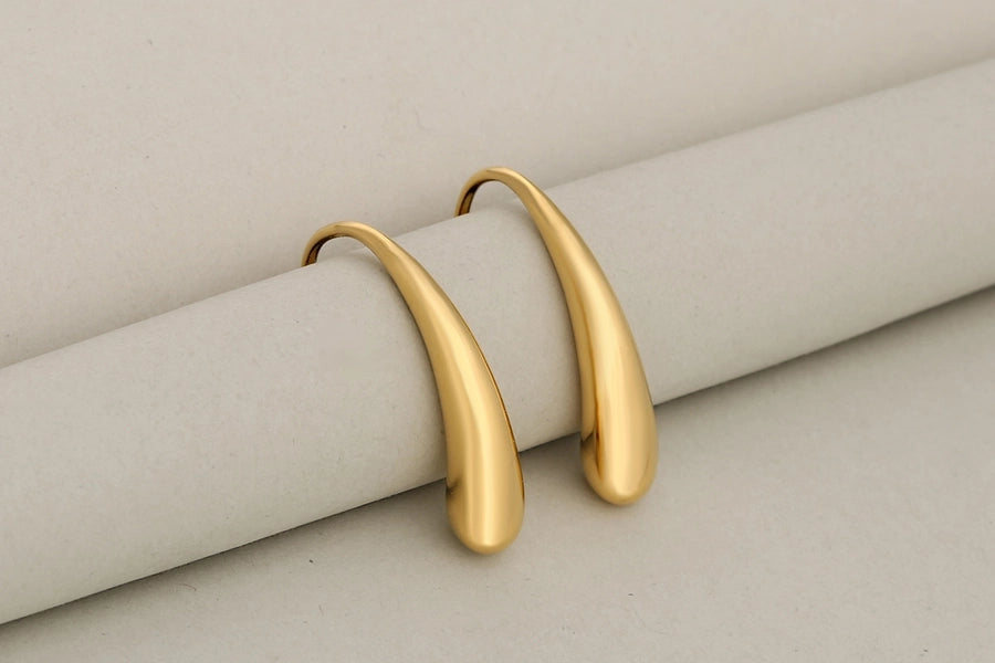 Hook Earrings [304 Stainless Steel,18K Gold Plated]