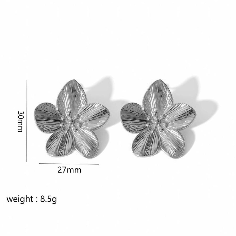 Mix Designs Flower Petal Drop Earrings [304 Stainless Steel]