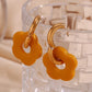 Acrylic Flower Hoop Drop Earrings [304 Stainless Steel,18K Gold Plated]