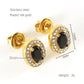 Glam Sun Water Droplets  Rhinestones Earrings [Stainless Steel,18K Gold Plated]