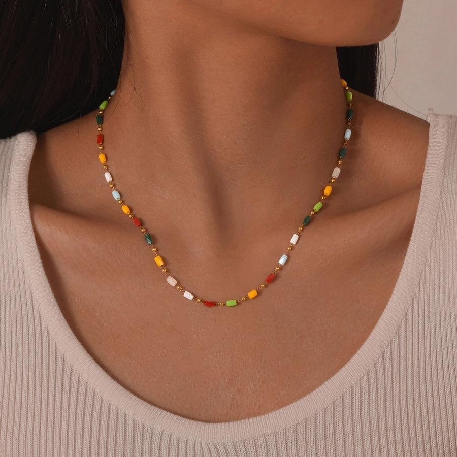 Colorful Beads Necklace/Bracelets [201 Stainless Steel]