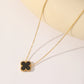 Four Leaf Clover Acrylic Necklace [304 Stainless Steel,18K Gold Plated]