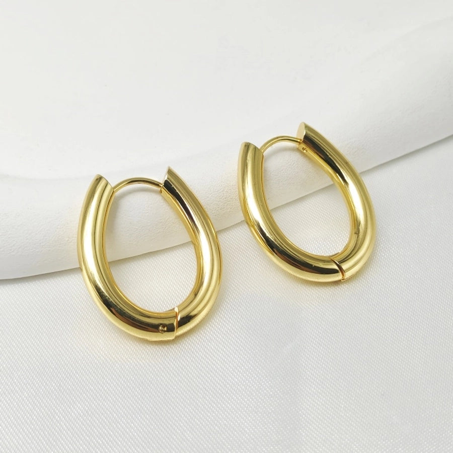 Round Oval Circle Earrings [304 Stainless Steel,18K Gold Plated]