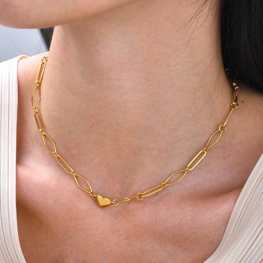 Heart Shape Bracelet/Necklace Chain [201 Stainless Steel,18K Gold Plated]