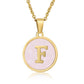 Round Letter Necklace [304 Stainless Steel,18K Gold Plated]