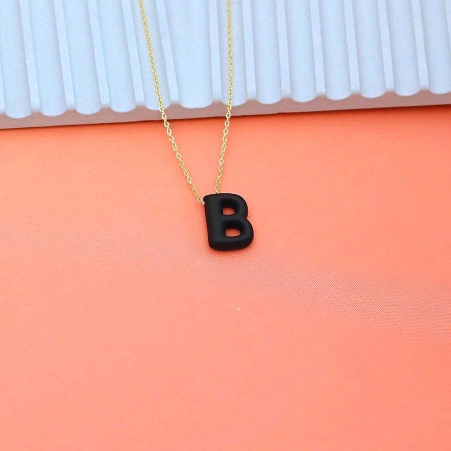 Resin Letter Necklace [304 Stainless Steel,14K Gold Plated]