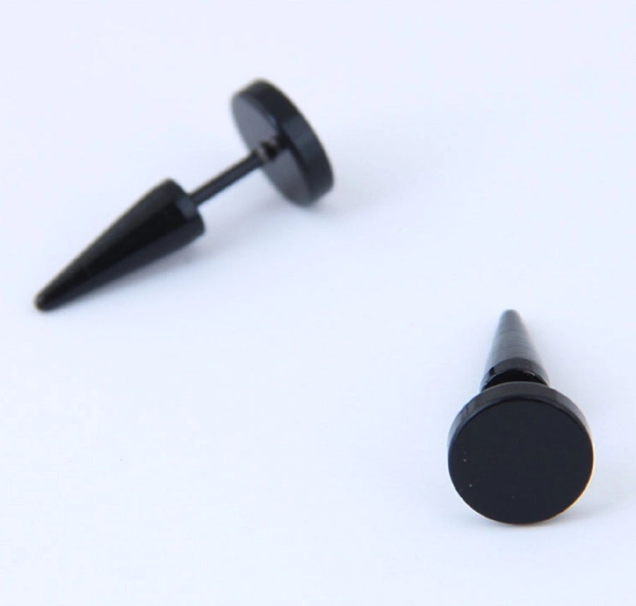 Flat Round Cone Stud Earrings [Stainless Steel]