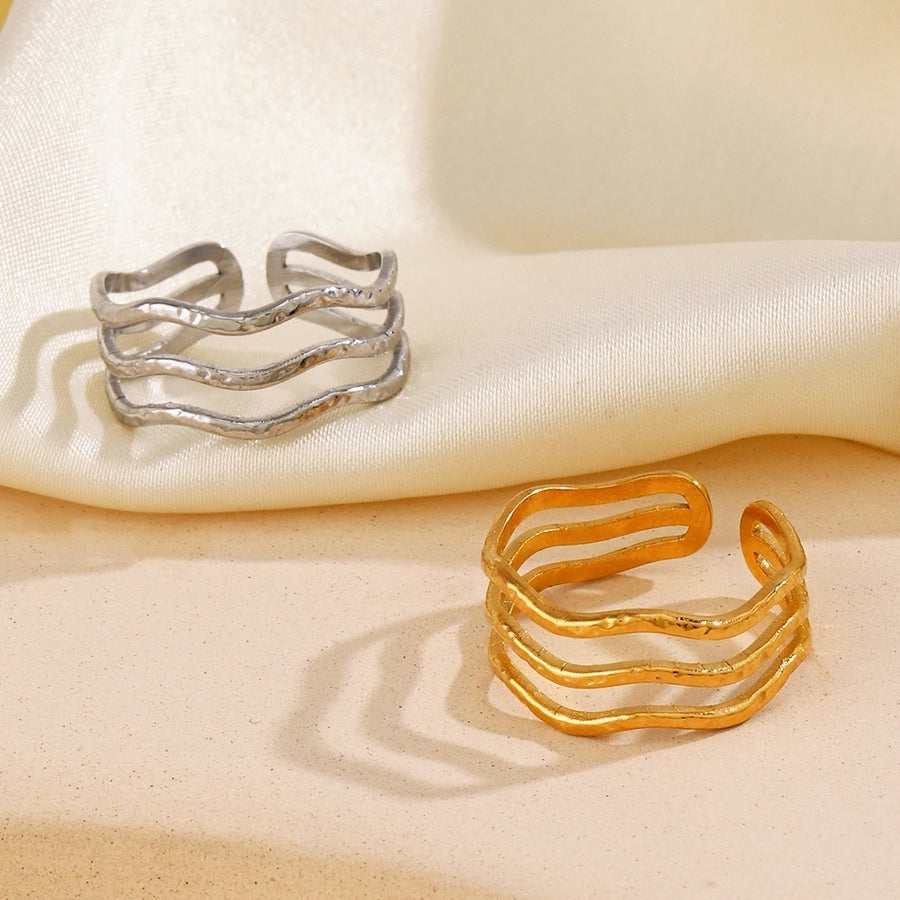 Irregular Lines Ring [304 Stainless Steel 18K Gold Plated]