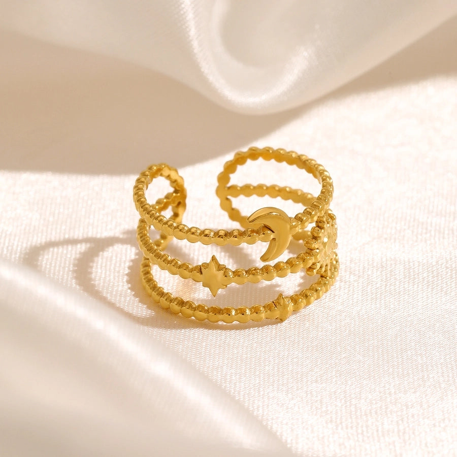 Moon Star Ring [304 Stainless Steel 18K Gold Plated]