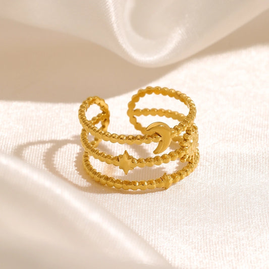 Moon Star Ring [304 Stainless Steel 18K Gold Plated]