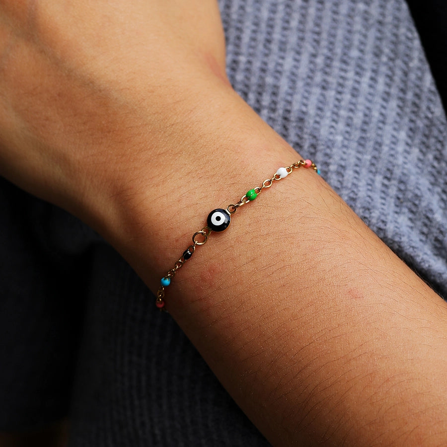 Devil's Eye Colored Bracelet [201 Stainless Steel, 18K Gold Plated]