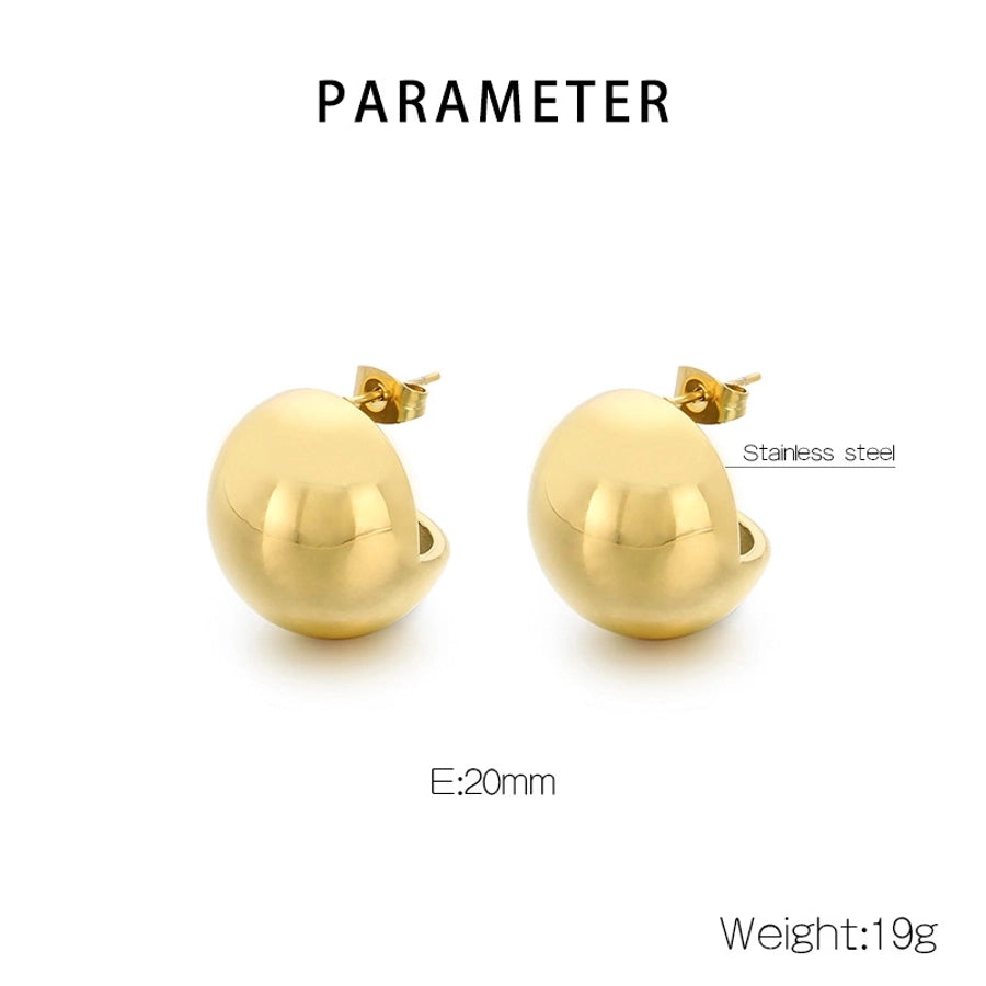 Semicircle Earrings [304 Stainless Steel,18K Gold Plated]