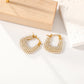 Square Hoop Pearl Earrings [304 Stainless Steel,18K Gold Plated]