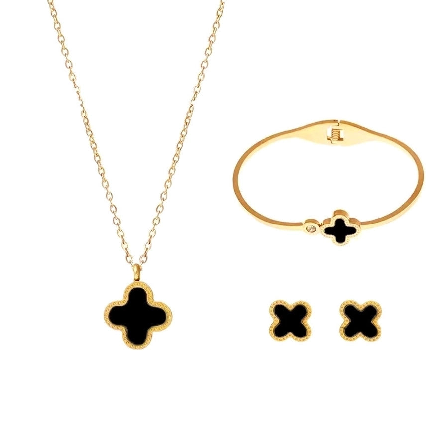 Four Leaf Clover Acrylic Jewelry Sets [304 Stainless Steel, 18K Gold Plated]