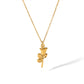 Rose Flower Pendant Necklace [304 Stainless Steel,18K Gold Plated]