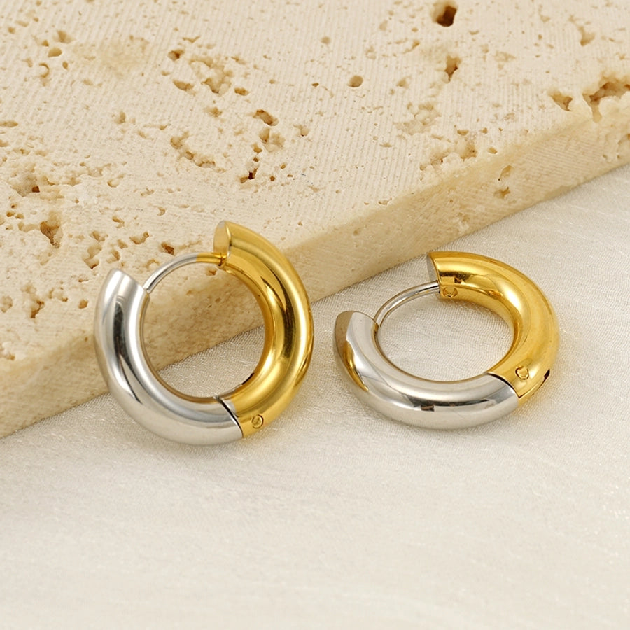 Silva Gold Hoop Earrings [304 Stainless Steel,18K Gold Plated]