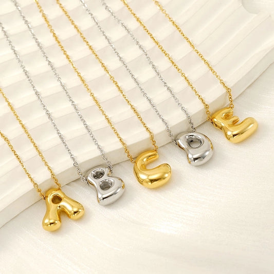 Letter Pendant Necklace [304 Stainless Steel,18K Gold Plated]