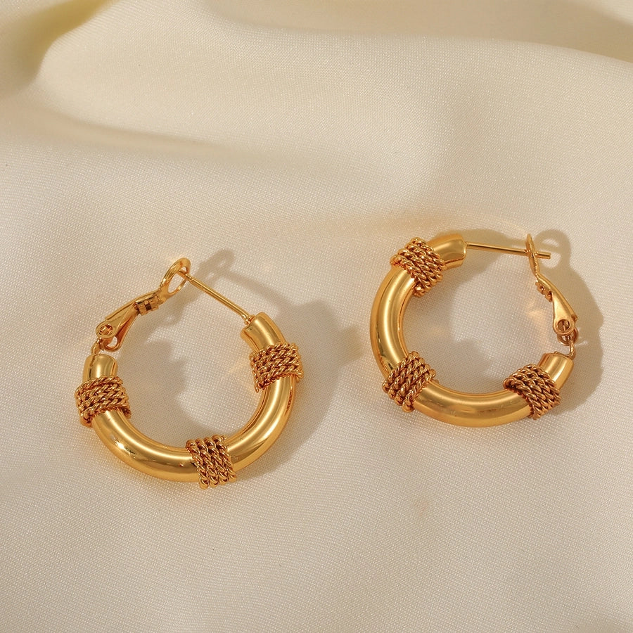 Heart Shape Twist Earrings [304 Stainless Steel 18K Gold Plated]