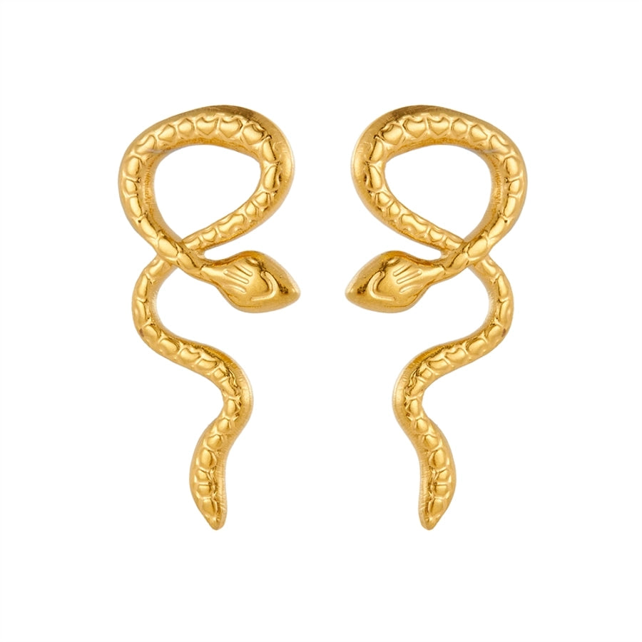 Snake Earrings [304 Stainless Steel,18K Gold Plated]