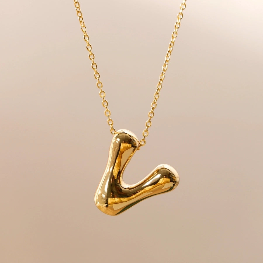 Letter Chain Pendant Necklace [304 Stainless Steel,18K Gold Plated]