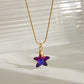 Star Heart Shape Butterfly Glass Necklace [304 Stainless Steel,18K Gold Plated]