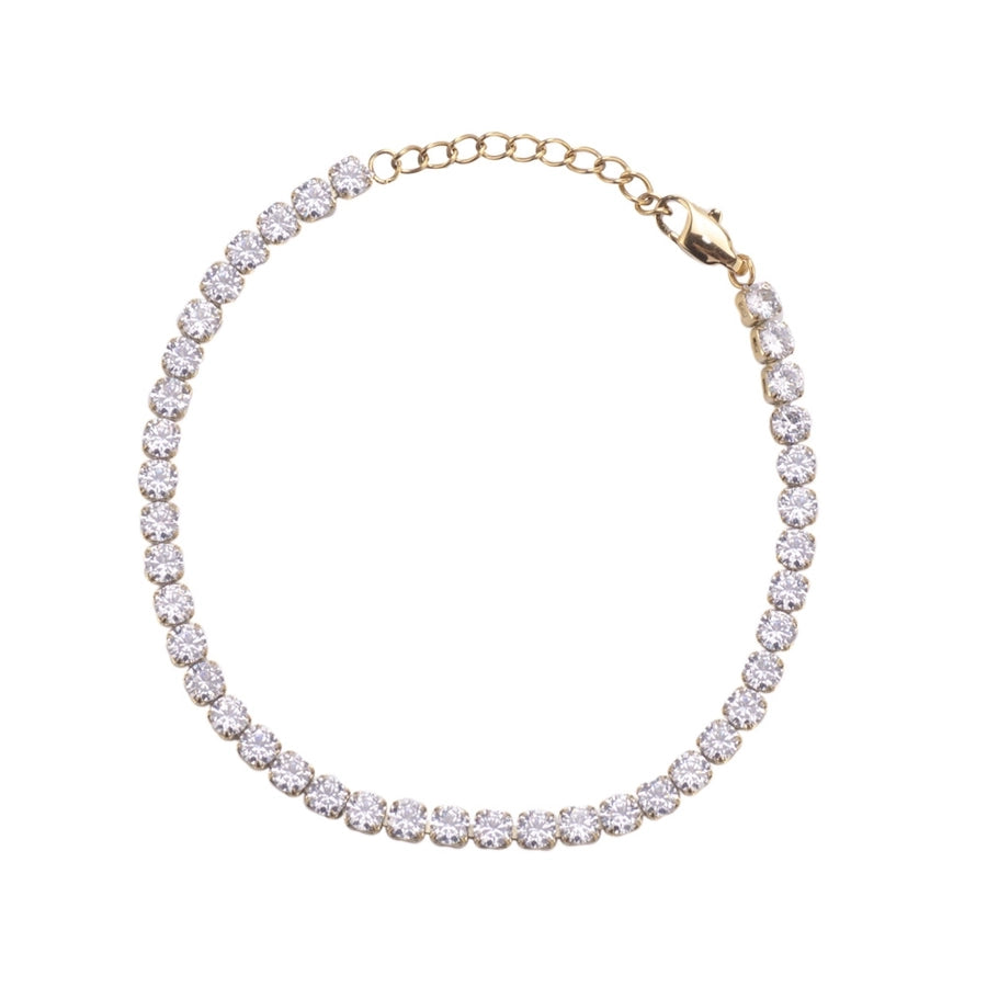 Square Zircon Chain Bracelet [304 Stainless Steel,18K Gold Plated]