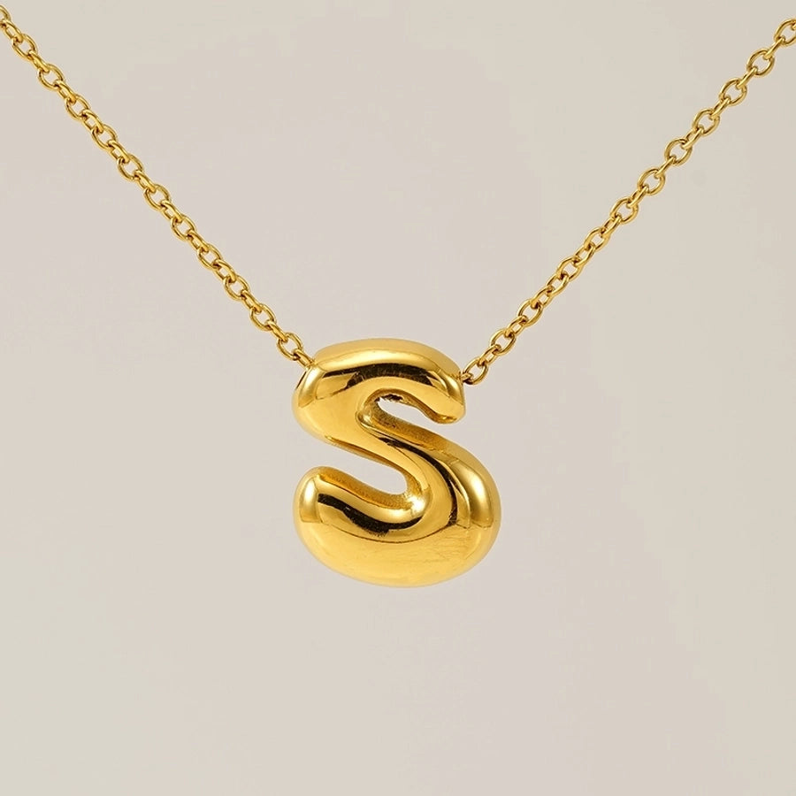 Letter Pendant Necklace [304 Stainless Steel,18K Gold Plated]