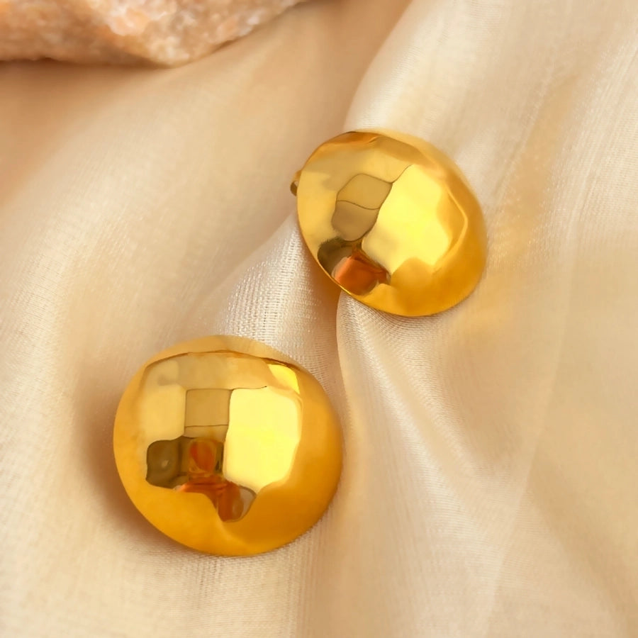 Round Ball Earrings [304 Stainless Steel,18K Gold Plated]