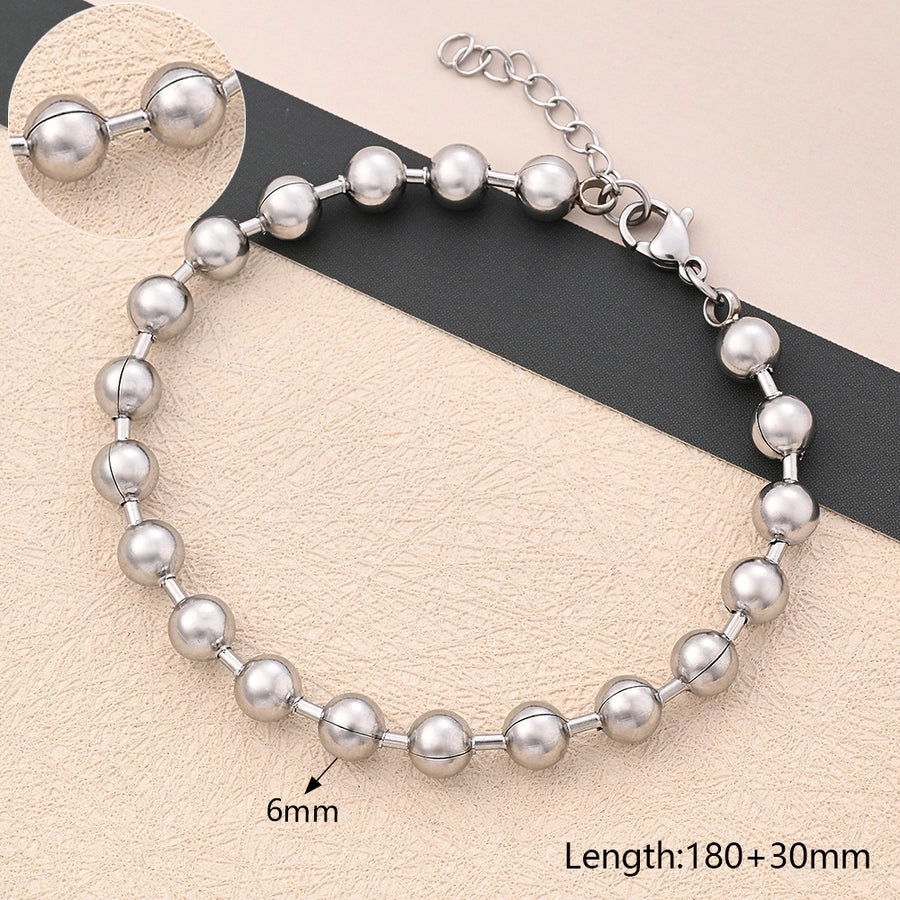 Round Oval Beads Bracelets [304 Stainless Steel]