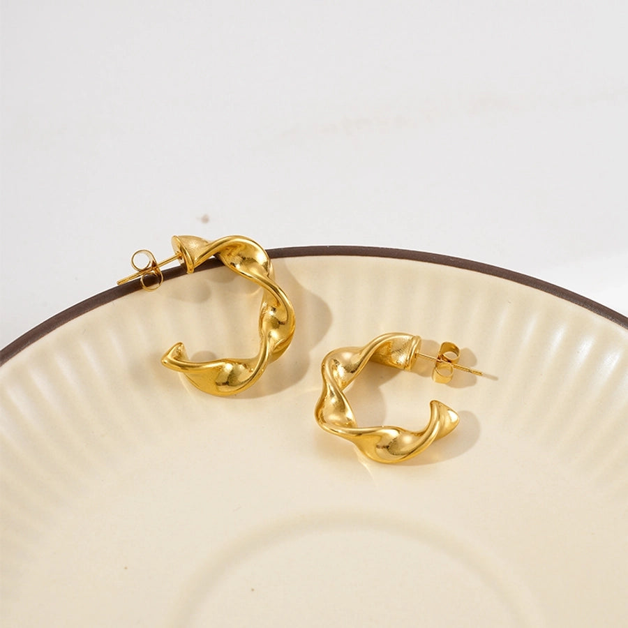 C Shape Moon Earrings [304 Stainless Steel,14K Gold Plated]