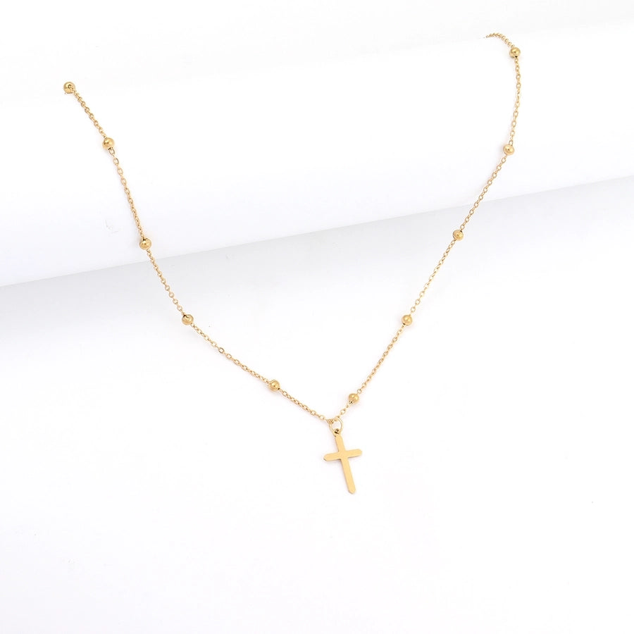 Cross Zircon Pendant Necklace [201,304 Stainless Steel,Copper]