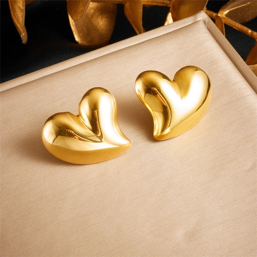 Heart Shape Stud Earrings [304 Stainless Steel]