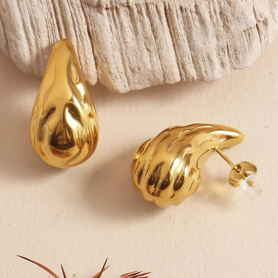 Water Droplets Earrings [304 Stainless Steel,18K Gold Plated]