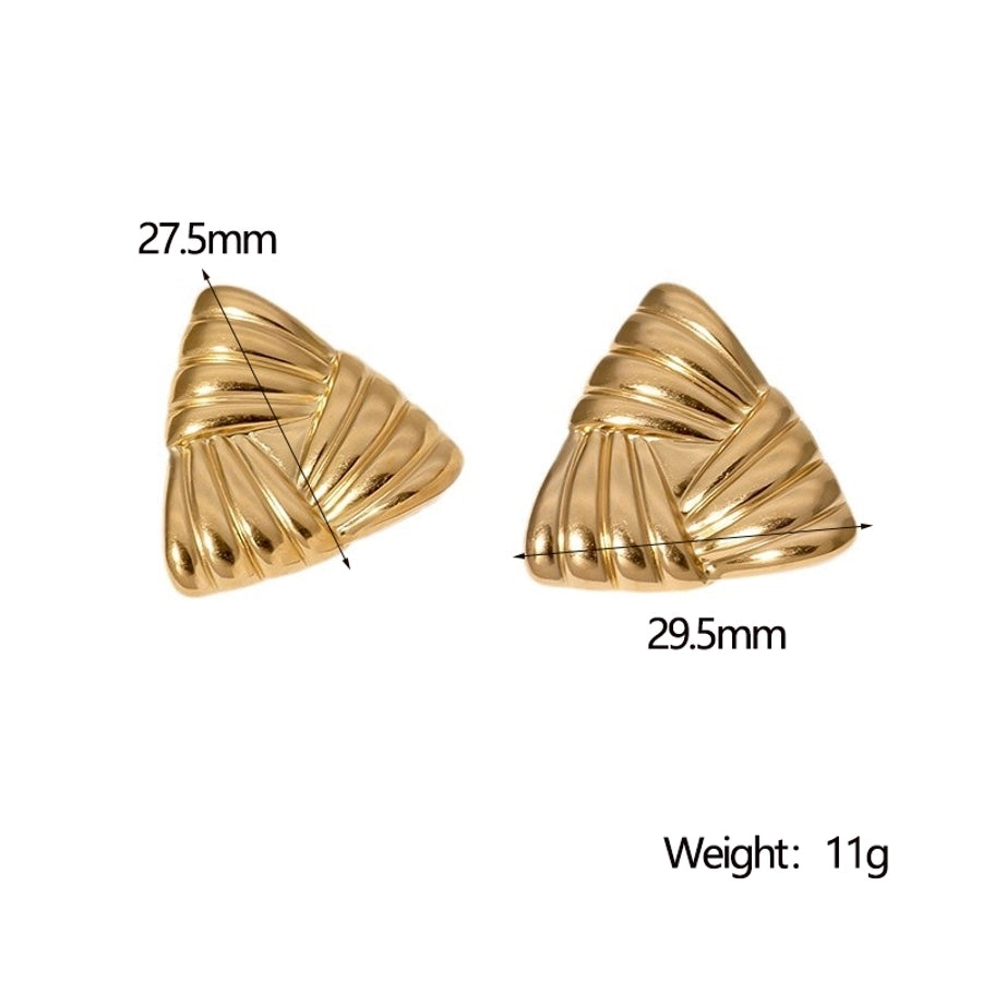 Triangle Pyramid Earrings [304 Stainless Steel,18K Gold Plated]