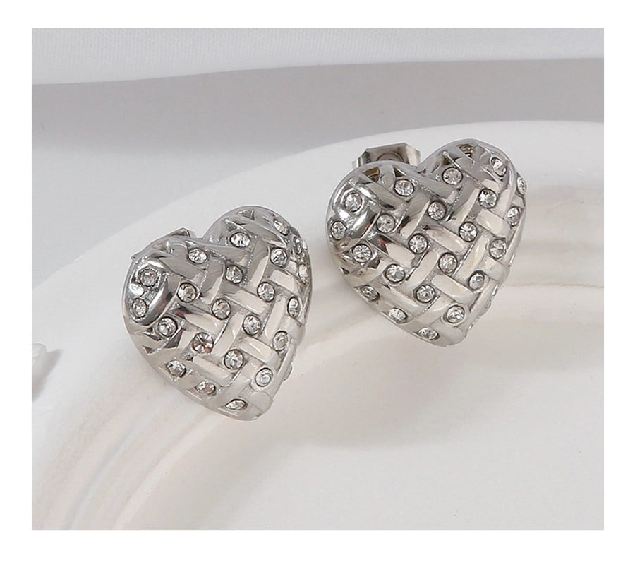 Round Heart Shape Earrings [316 Stainless Steel,18K Gold Plated]