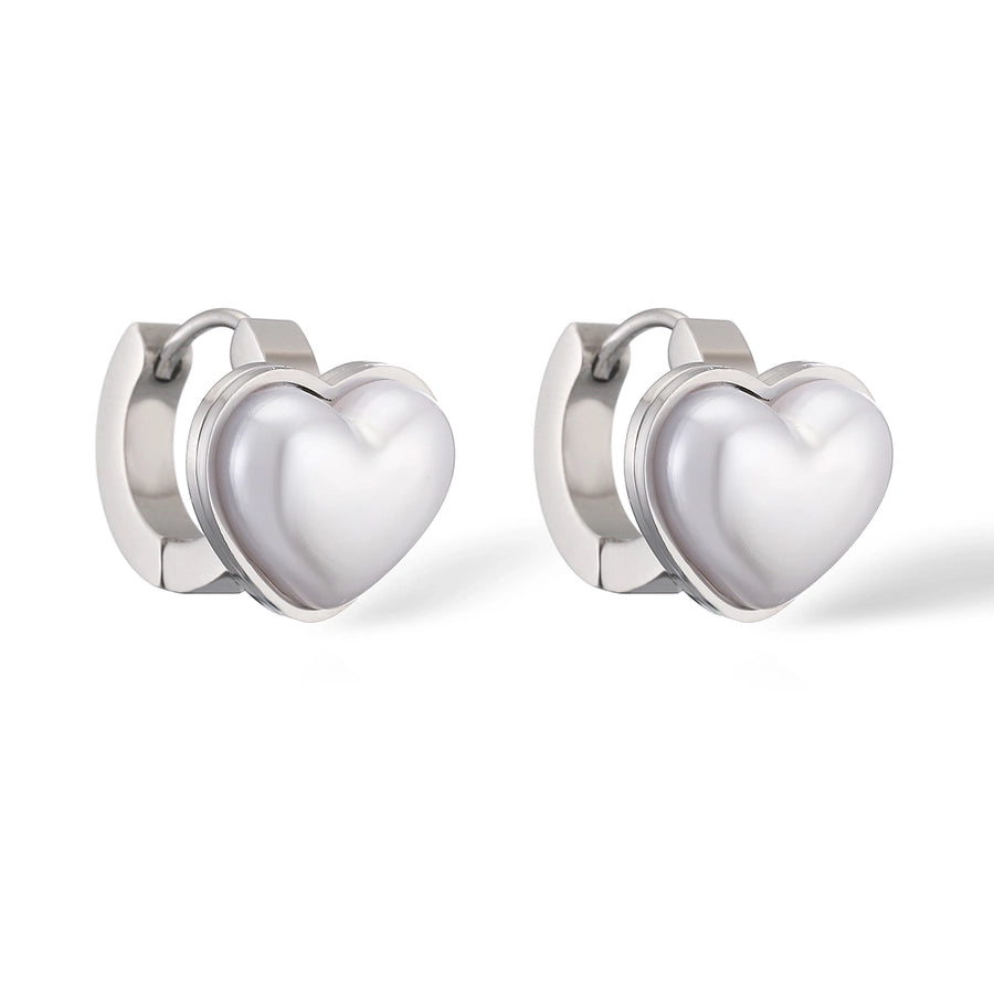 Heart Shape Artificial Pearls Earrings [304 Stainless Steel]