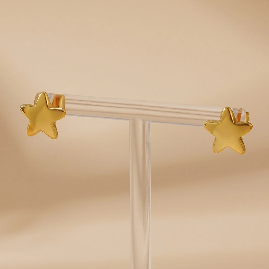 Star Stud Earrings [304 Stainless Steel,18K Gold Plated]