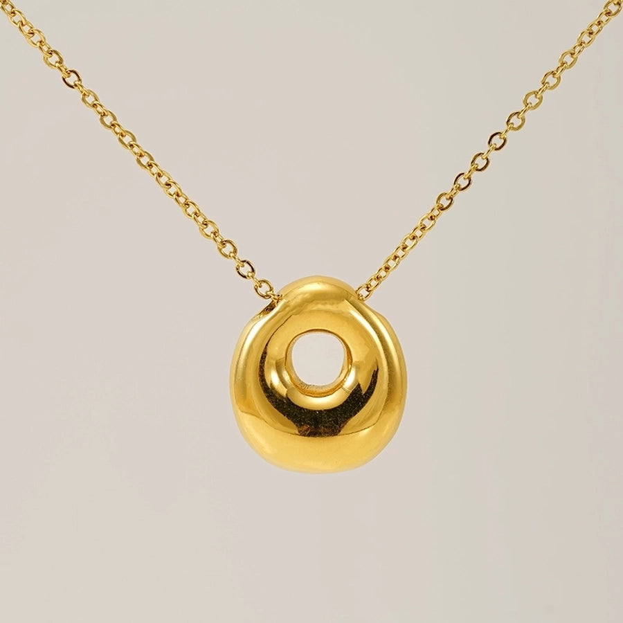 Letter Pendant Necklace [304 Stainless Steel,18K Gold Plated]