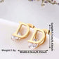 D Letter Rhinestone Earrings [304 Stainless Steel,18K Gold Plated]