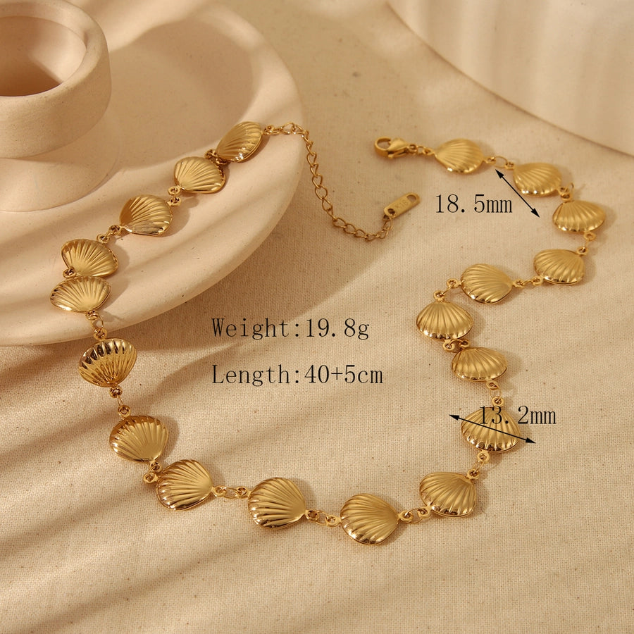 Shell d Three-Dimensional Bracelet/Necklace [304 Stainless Steel, 18K Gold Plated]