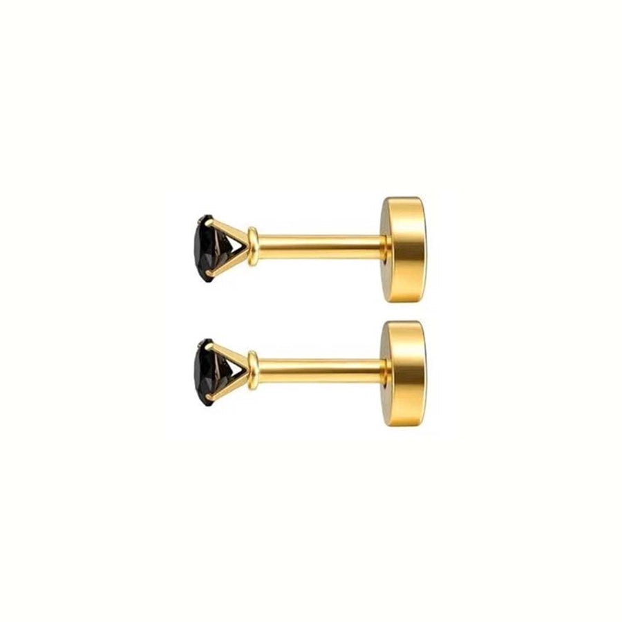 Round Plating Ear Studs [304 Stainless Steel 18K Gold Plated]