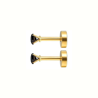 Round Plating Ear studs [304 Rustfrit stål 18k guldbelagt]