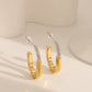 Silver Gold U Shape Zircon Earrings [304 Stainless Steel,18K Gold Plated]