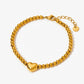 Heart Shape Beaded Bracelet/Necklace [304 Stainless Steel,16K Gold Plated]