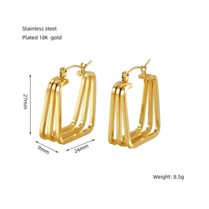 Geometric Solid Color  Hoop Earrings [304 Stainless Steel,18K Gold Plated]